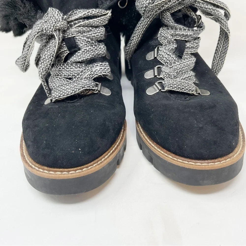 WHITE MOUNTAIN Women’s Black GLAMOROUS ANKLE BOOTIE Lug Sole Shearling Fur Sz 11